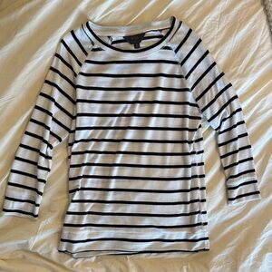 MIA Women's Long Sleeve Black and White Striped Tee
